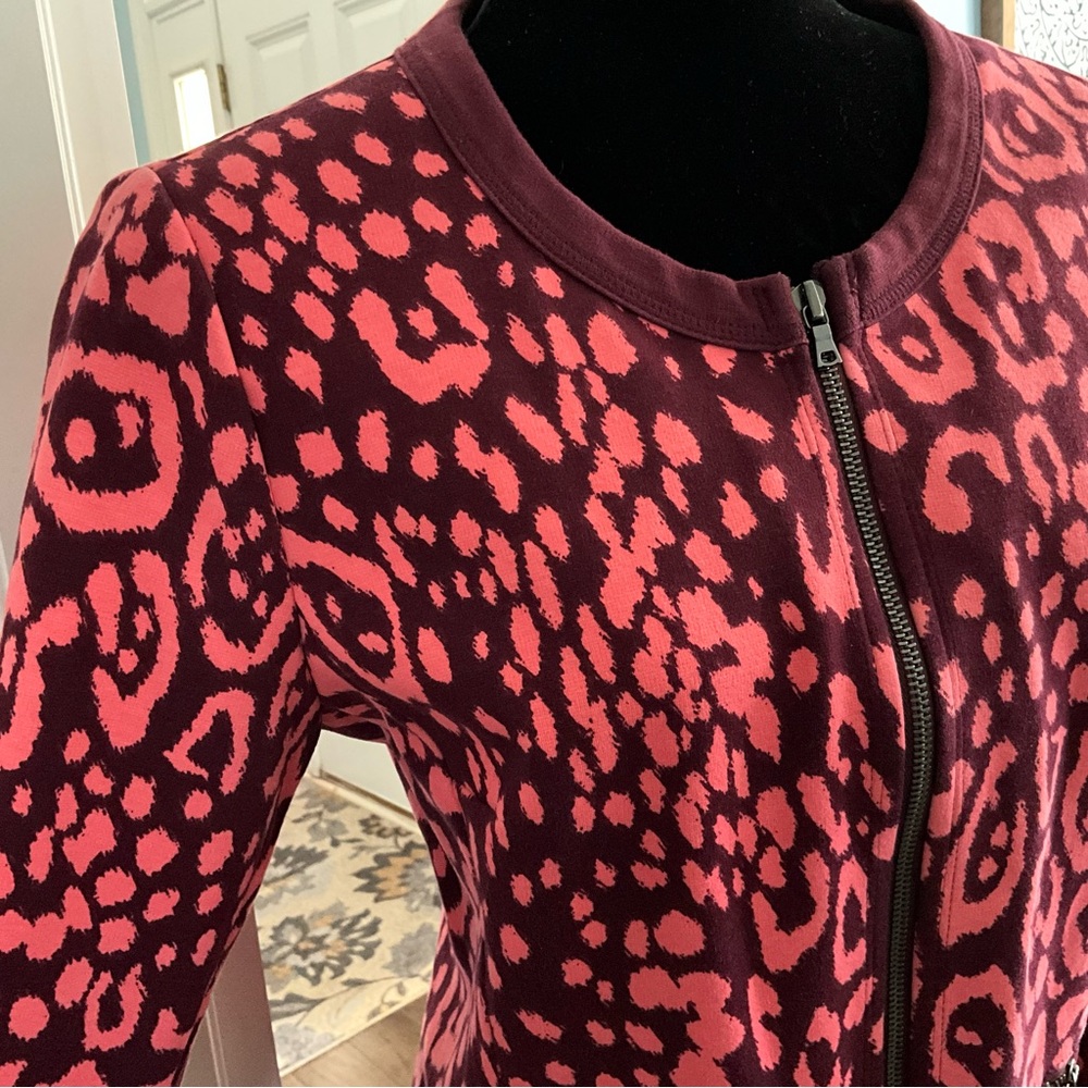 GAP Jacket Zip-Up Size 12 Jacket Burgundy & Peach Cropped Jacket - Picture 4 of 9